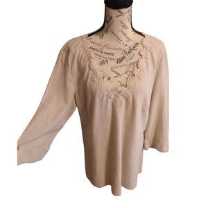 J.Jill xl linen oatmeal tunic Top Boho Cottage Core Beachy